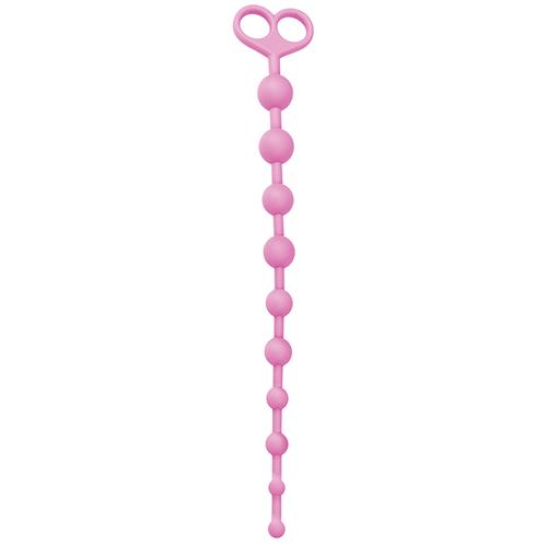 Розовая анальная цепочка из 10 звеньев ANAL JUGGLING BALL SILICONE - 33,6 см.