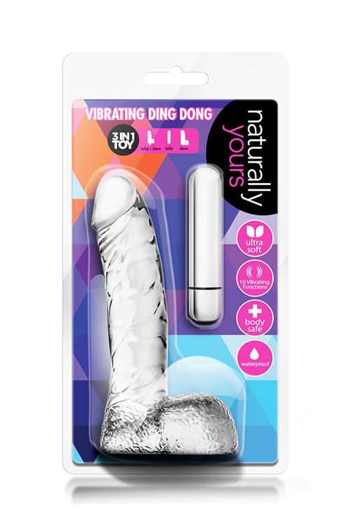 Прозрачный вибратор-реалистик Vibrating Ding Dong - 16,5 см. - термопластичный эластомер (TPE)