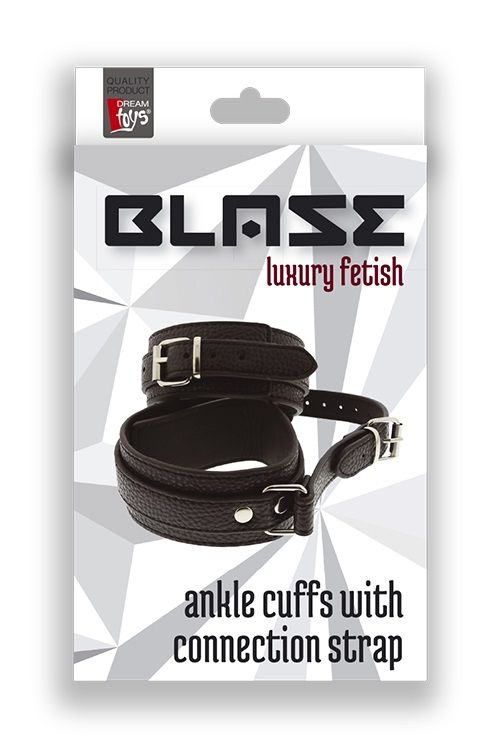 Черные оковы ANKLE CUFFS WITH CONNECTION STRAP - полиуретан