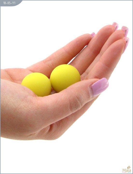 Металлические вагинальные шарики с жёлтым силиконовым покрытием - силикон