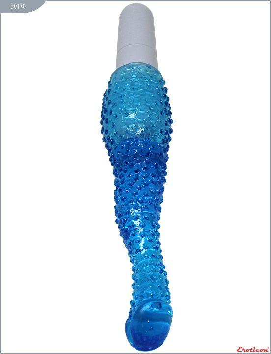 Синий гелевый анальный вибратор с пупырышками - 22 см. от Intimcat
