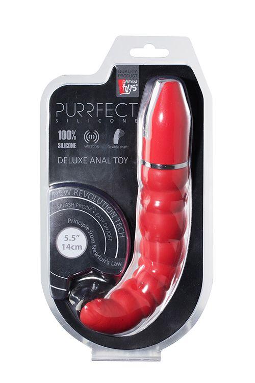 Красный гнущийся анальный вибратор PURRFECT SILICONE DELUXE 5.5INCH - 14 см. от Intimcat