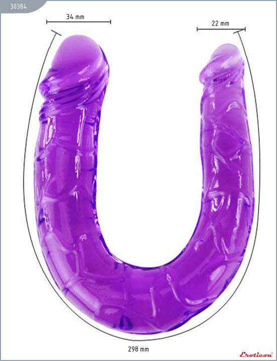 Фиолетовый двусторонний фаллоимитатор - 29,8 см. Eroticon