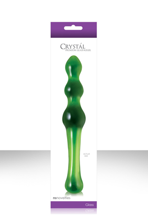 Малый зеленый стеклянный анальный стимулятор CRYSTAL KEGEL - 18,5 см.