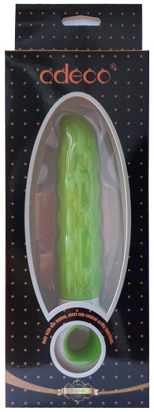 Зелёно-белый вибратор O-zone с шишечками - пластик, силикон