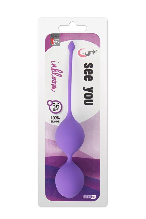 Фиолетовые вагинальные шарики SEE YOU IN BLOOM DUO BALLS 36MM - силикон