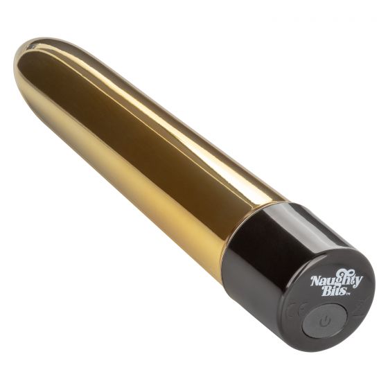 Золотистый классический вибратор Naughty Bits Gold Dicker Personal Vibrator - 19 см. - фото 5