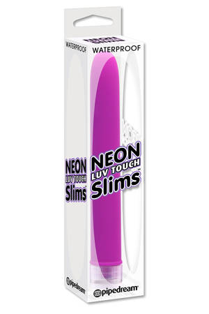 Фиолетовый вибратор Neon Slim из супер-мягкого материала - пластик