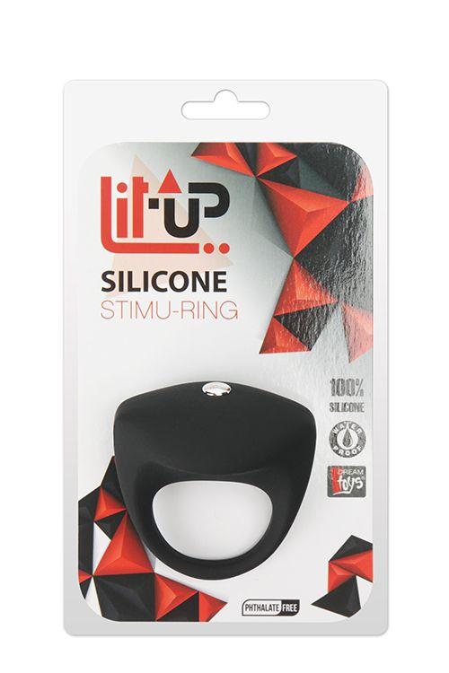 Чёрное эрекционное кольцо LIT-UP SILICONE STIMU RING 8 - силикон