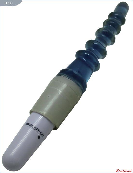 Синий гелевый вибратор для анальной стимуляции - 20,5 см. - гель