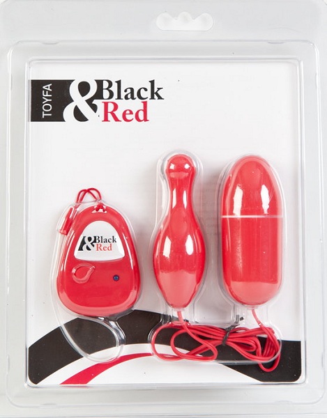 Красный вибронабор с пультом ДУ и 5 режимами вибрации - анодированный пластик (ABS)