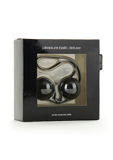Черные вагинальные шарики в сцепке Pleasure balls Deluxe - ABS-пластик, силикон