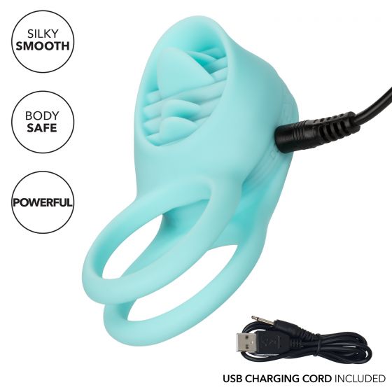 Голубое эрекционное виброкольцо Silicone Rechargeable French Kiss Enhancer от Intimcat