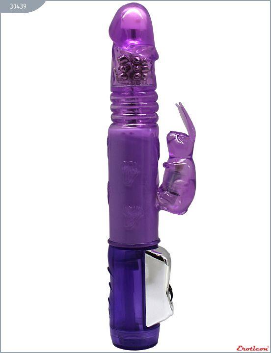 Фиолетовый вибратор с ротацией и функцией Up Down - 24 см. от Intimcat