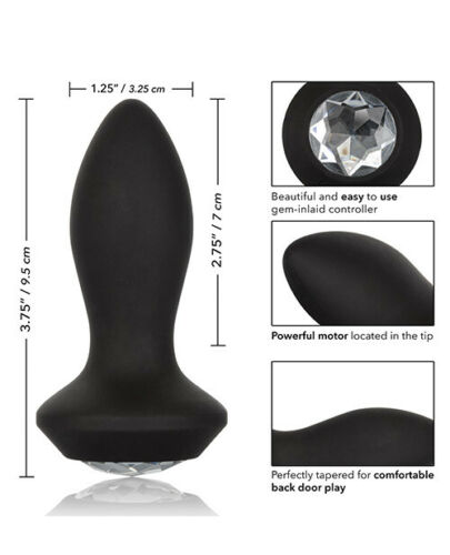 Черная анальная вибропробка с кристаллом Vibrating Petite Crystal Probe - 9,5 см. - силикон