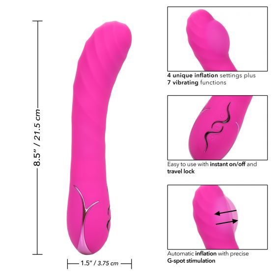 Розовый вибромассажер Insatiable G Inflatable G-Wand с функцией расширения - 21,5 см. California Exotic Novelties