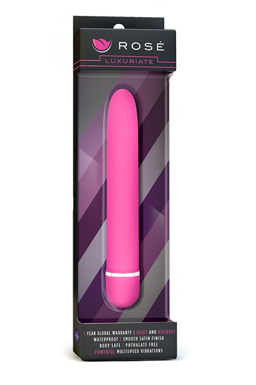 Розовый классический вибратор Luxuriate - 17,8 см. - анодированный пластик (ABS)