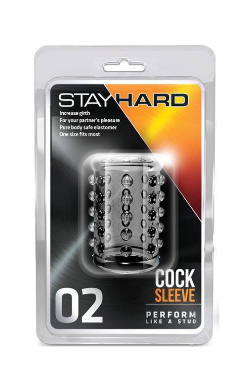 Прозрачная насадка на пенис с шишечками STAY HARD COCK SLEEVE 02 CLEAR - силикон