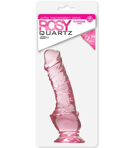 Розовый фаллоимитатор QUARTZ ROSY 7INCH PVC DONG - 18 см. - поливинилхлорид (ПВХ, PVC)