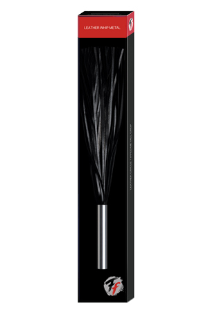 Черная кожаная плеть с металлической рукоятью Leather Whip Metal - 50 см. - натуральная кожа