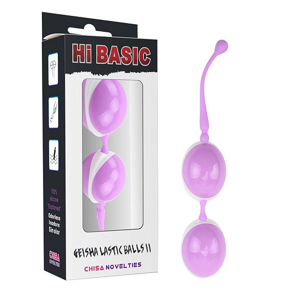 Сиреневые вагинальные шарики с шнурочком - анодированный пластик, силикон