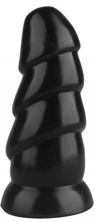 Черная рельефная анальная втулка - 18,5 см. от Intimcat
