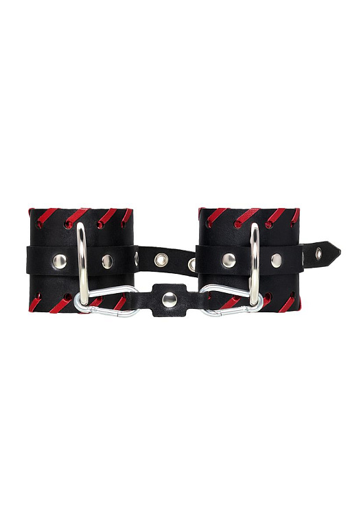 Черные наручники с красной окантовкой от Intimcat