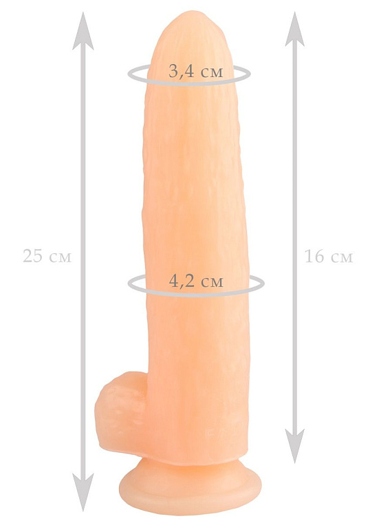 Телесный фаллоимитатор-огурец на присоске - 25 см. - фото 5