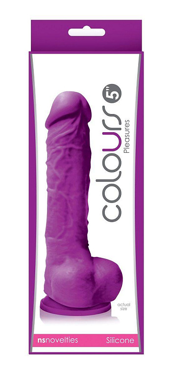 Фиолетовый фаллоимитатор на присоске Colours Pleasures 5  Dildo - 17,8 см. - силикон