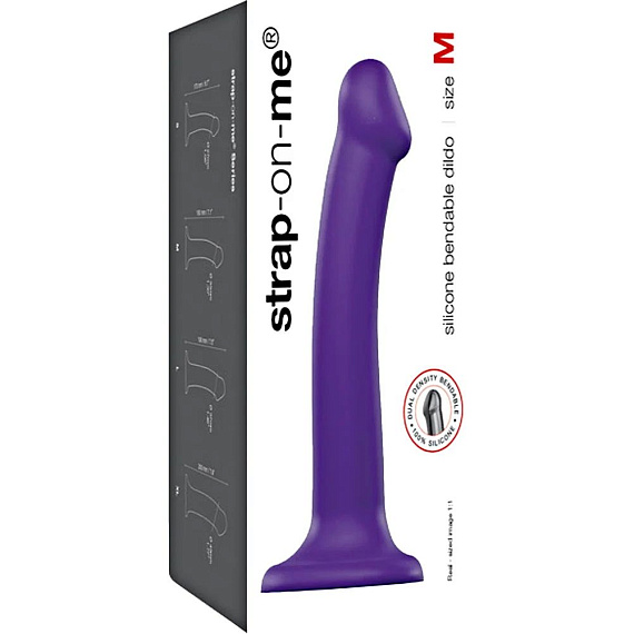 Фиолетовый фаллоимитатор-насадка Strap-On-Me Dildo Dual Density size M - 18 см. Strap-on-me