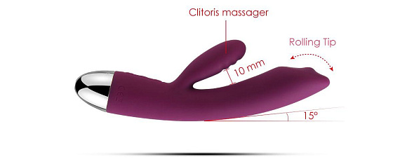 Фиолетовый вибратор Trysta с клиторальным отростком и движущимся шариком в кончике - 18,6 см. от Intimcat