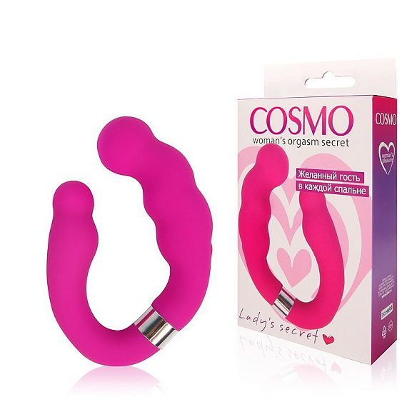 Двойной розовый силиконовый вибромассажер Cosmo - силикон