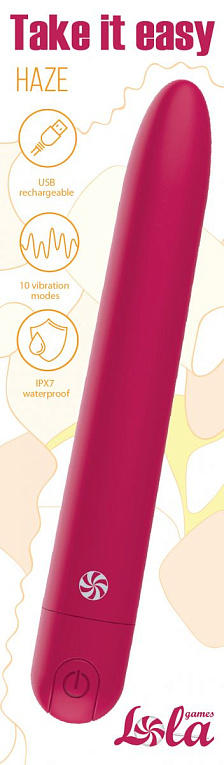 Бордовый перезаряжаемый вибратор Haze - 18 см. от Intimcat