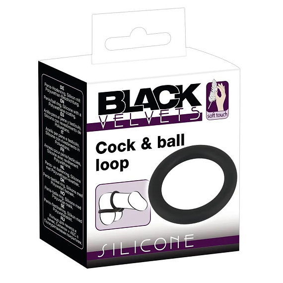 Черное эрекционное кольцо на пенис и мошонку - силикон