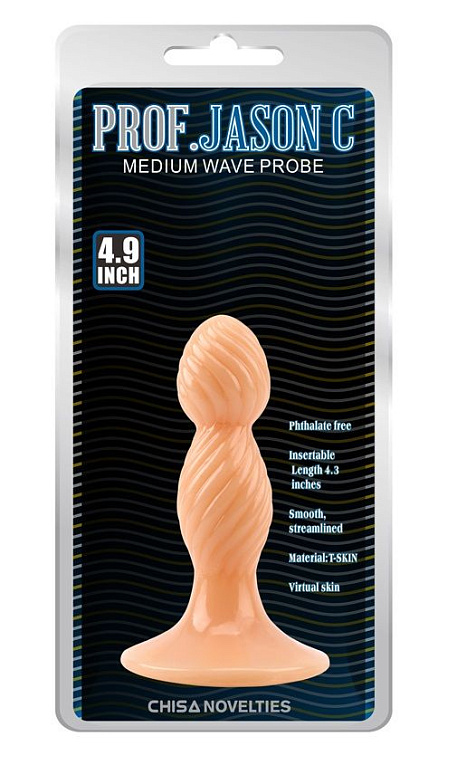 Телесная анальная втулка Medium Wave Probe - 12,5 см. - поливинилхлорид (ПВХ, PVC)