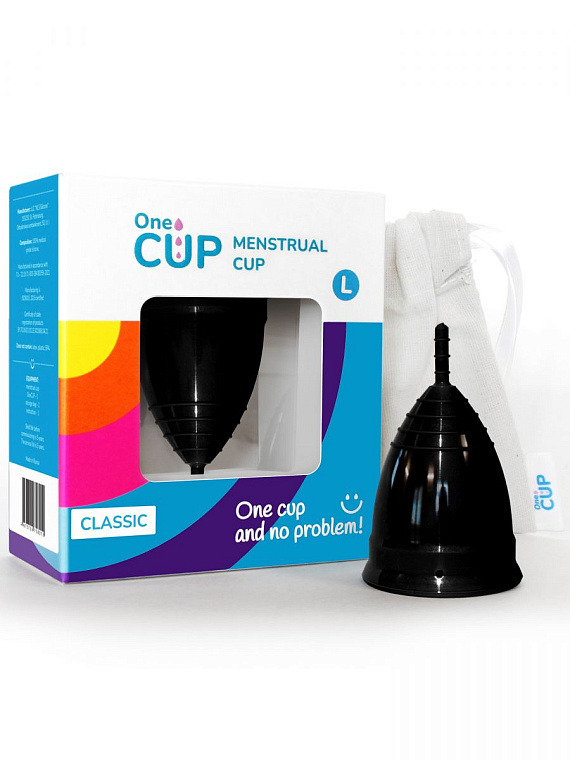 Черная менструальная чаша OneCUP Classic - размер L - силикон