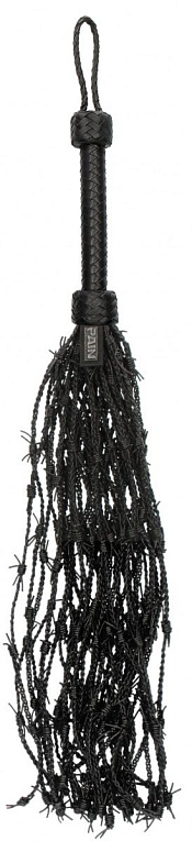 Черная многохвостая плетеная плеть Leather Barbed Wire Flogger - 77 см. от Intimcat