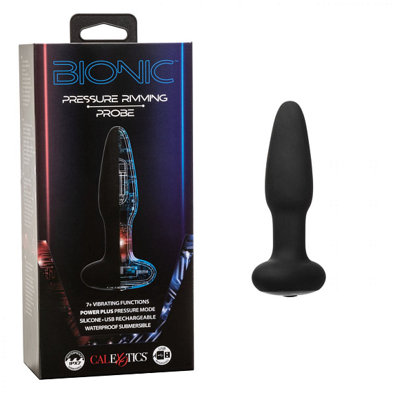 Черная анальная вибропробка Bionic Pressure Rimming Probe - 14,5 см. - силикон