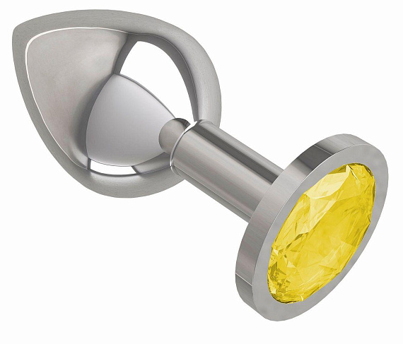 Серебристая средняя пробка с желтым кристаллом - 8,5 см. - металл