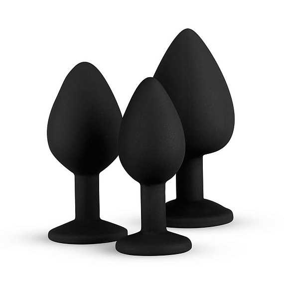 Набор из 3 черных анальных пробок со стразами Diamond Plug Set от Intimcat
