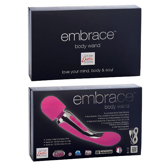 Розовый вибромассажер EMBRACE BODY WAND - силикон