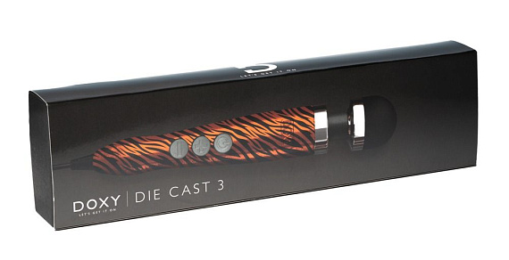 Жезловый вибратор Die Cast 3 с тигровым принтом - 28 см. от Intimcat