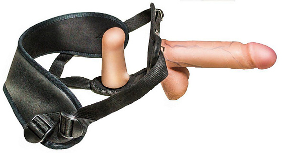 Женский страпон с реалистичной насадкой и вагинальной пробкой - 16 см. - неоскин