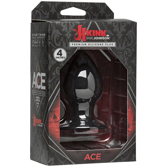 Чёрная анальная пробка Kink Ace Silicone Plug 4  - 10,16 см. - силикон