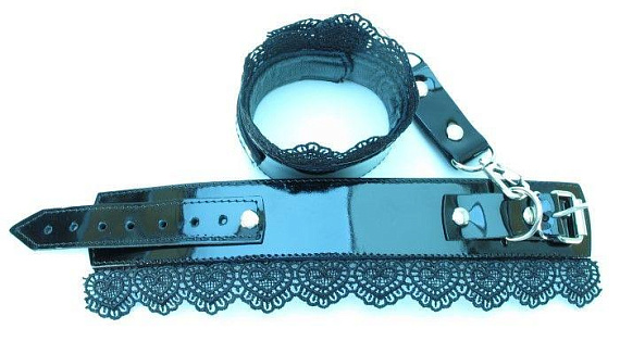 Изысканные чёрные наручники с кружевом от Intimcat