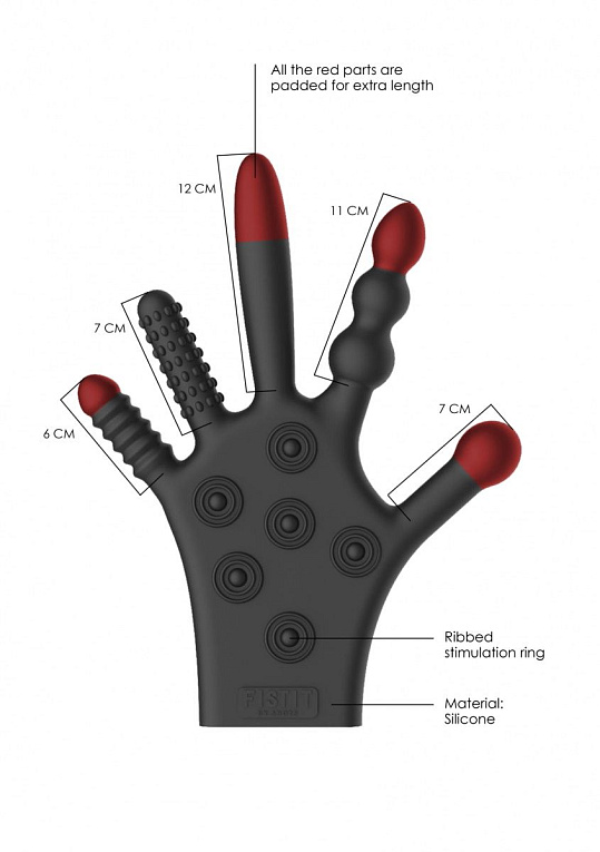 Черная стимулирующая перчатка Stimulation Glove Shots Media BV
