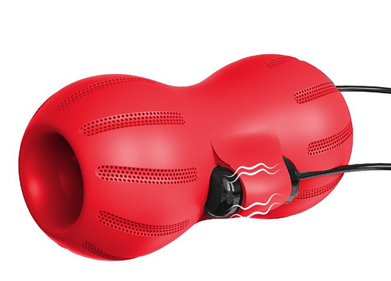 Красный тугой мастурбатор с вибропулями  и пультом - термопластичный эластомер (TPE)