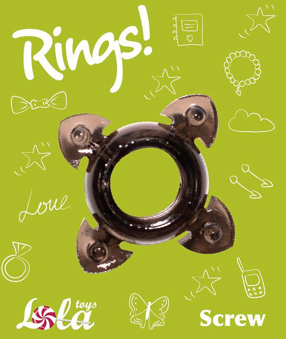 Чёрное эрекционное кольцо Rings Screw - Термопластичная резина (TPR)