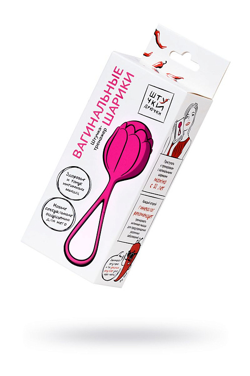 Розовый рельефный вагинальный шарик со шнурком Штучки-дрючки