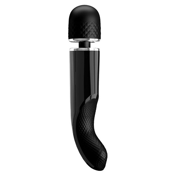 Черный мощный жезловый вибратор с изогнутой ручкой Charming Massager - 24 см. - фото 5